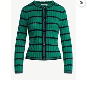 Free Assembly Textured Cotton Cardigan Green Stripe Size M NWT Button Front